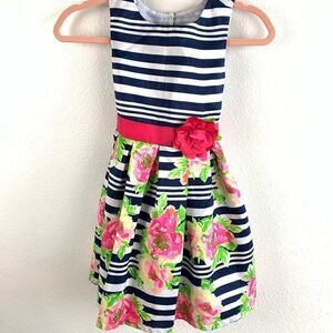 Jona Michelle Girls Floral Stripe Dress